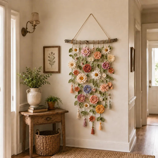 🔥New Hot Selling-60% Off!!🌿🌸Crochet Flower Wall Hanging Decor