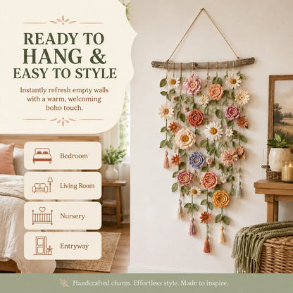 🔥New Hot Selling-60% Off!!🌿🌸Crochet Flower Wall Hanging Decor