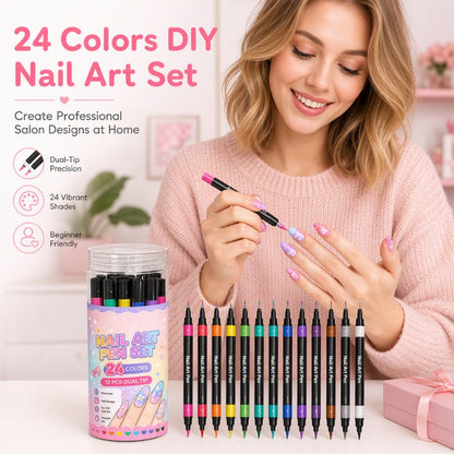 💕LAST DAY-50% OFF🌈24 Colors Dual Ended Nail Art Pens Set 2