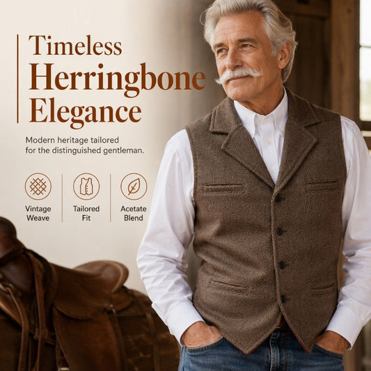 ⏳LAST DAY SALE 50% OFF!!🔥✨Men's Vintage Lapel Herringbone Tweed Vest👔🐴