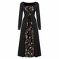 🥳AUTUMN HOT SALE 50% OFF!!🍂Women's Square Neck Lace Up Corset Maxi Dress with Floral Embroidered Mesh Panel