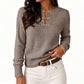 ⏳LAST DAY SALE ONLY￡19.98!🔥✨Women's Elegant Ribbed Knit Top with Metal Buckle