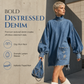 Women's Oversized Denim Mock Neck Mini Dress