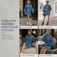 Women's Oversized Denim Mock Neck Mini Dress