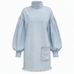 🔥HOT SALE 50% OFF🎁Women's Oversized Denim Mock Neck Mini Dress