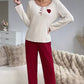 ⏰Black Friday Limited Sale 50% OFF!!🧸Women's Heart Embroidery Ribbed Pajama Set