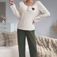 ⏰Black Friday Limited Sale 50% OFF!!🧸Women's Heart Embroidery Ribbed Pajama Set