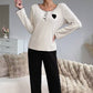 ⏰Black Friday Limited Sale 50% OFF!!🧸Women's Heart Embroidery Ribbed Pajama Set