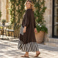 🎁🔥Last day sale 50% OFF🔥✨Women's Striped Patchwork Long Sleeve Maxi Dress
